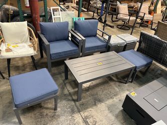 New 5 pcs Aluminum Frame Outdoor Patio Arm Chair Table Conversation Set