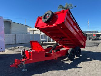 2025 Sky Trailers Dump Trailer / Hydraulic Dump 7X10X2 Red Deck Over 