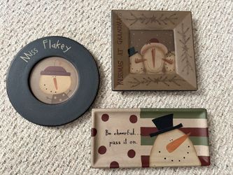 Choice of Small Wood Snowmen Plates