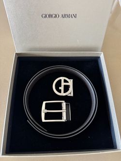 luxury Giorgio Armani men's black leather belt.