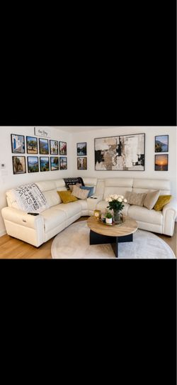 White leather sectional