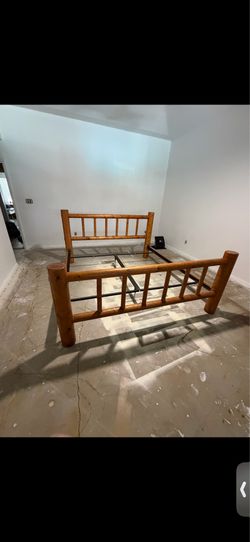 All wood king size bed frame w/ matching dresser