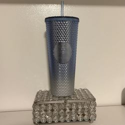 Navy Blue To Silver Ombré Starbucks Tumbler 