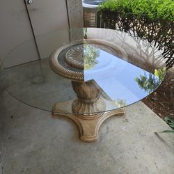 Ornate Glass Top Table Pedestal Base