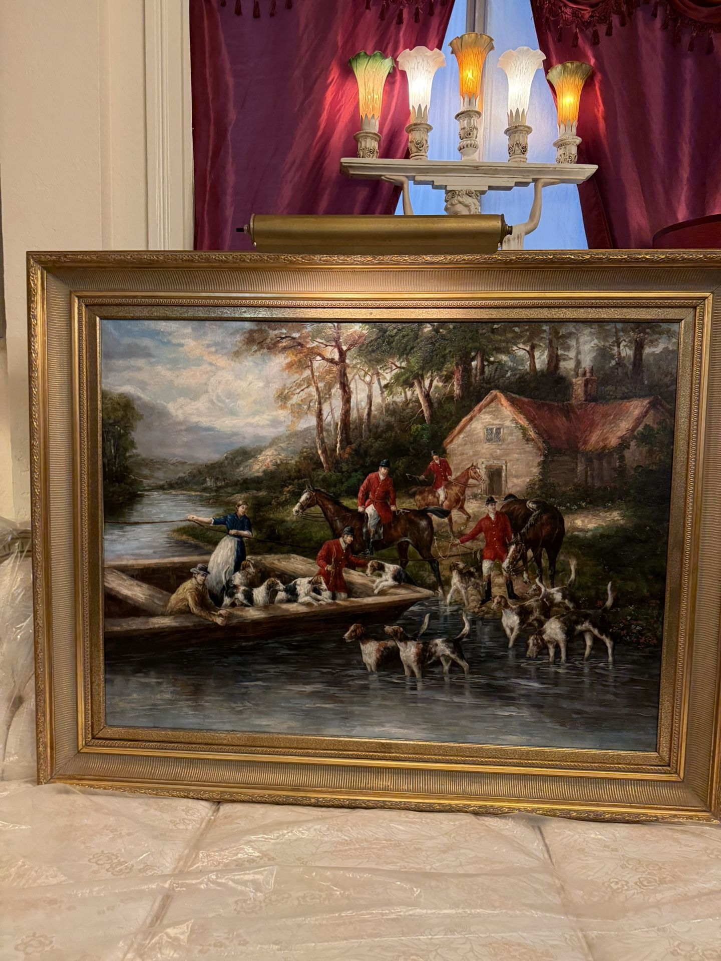 A painting by the 20th-century American artist S. Tasmin. Oil on canvas, size 3 feet x 4 feet.