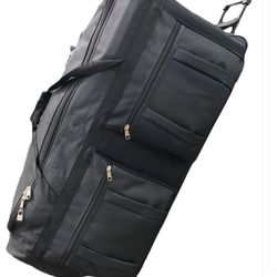 Gothamite 46 Inch Rolling Duffle Bag With Wheels - Christmas Tree Bag, Bottom Wheeled Oversized Travel Luggage Heavy Duty Duffle Bag for Military Bag,
