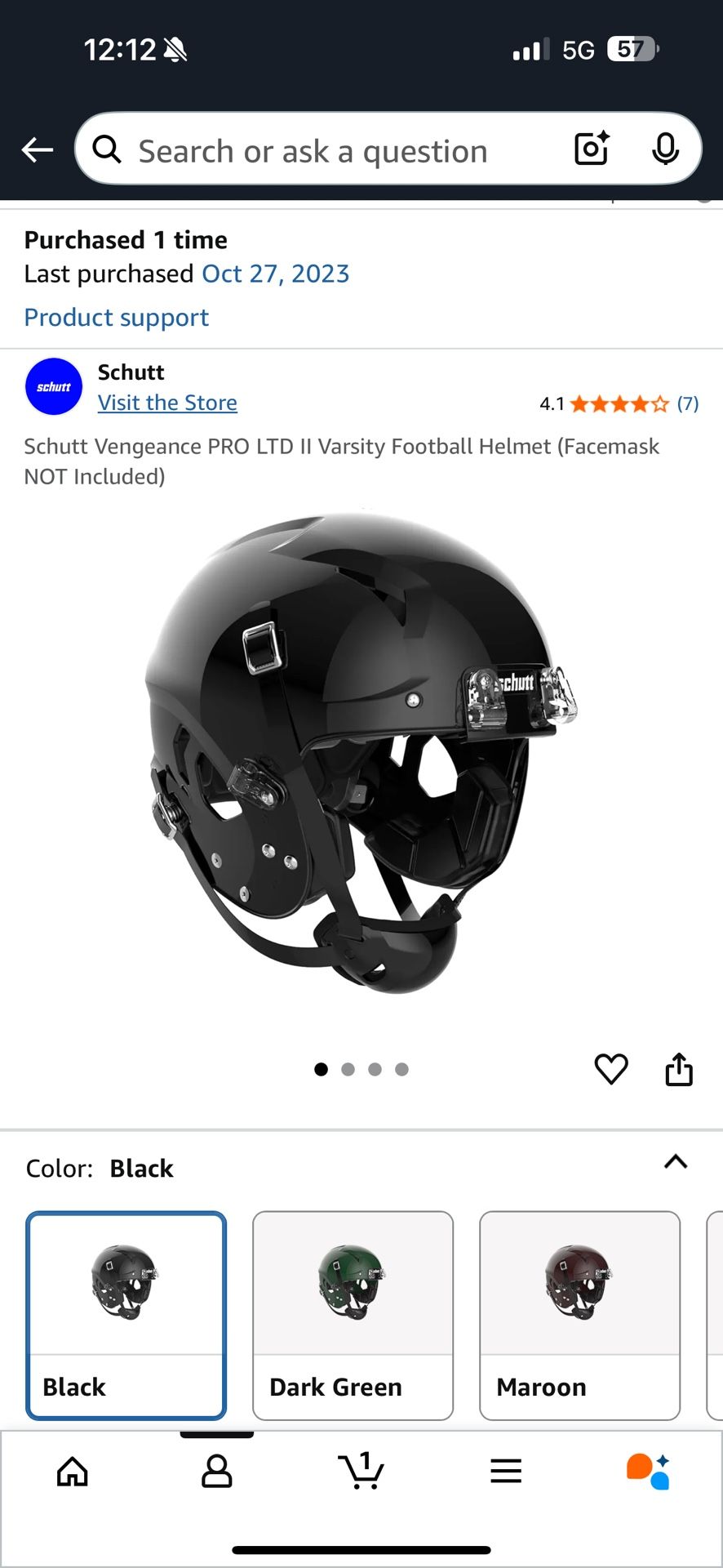Schutt Vengeance PRO LTD II Varsity Football Helmet with Schutt V-EGOP II-TRAD-NB Face mask