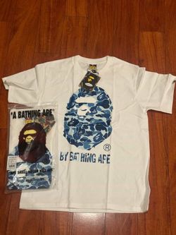 white and blue bape tee size medium