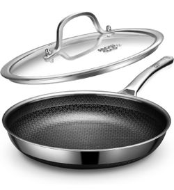 12-Inch Nonstick Frying Pan with Lid – Hybrid Stainless Steel