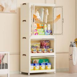 White Portable Wardrobe Closet Storage Organizer for Clothes,Clothes Dresser [NEW]