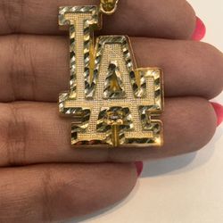 10k Yellow Gold LA charm Pendant 