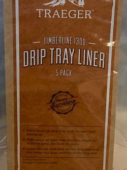 (6) NEW 5-packs Traeger Timberline 1300 Grill drip trays Liners 35.5”x 16.5” Auction price is for all 6 - 5 packs.  30 trays -  6 - 5 packs