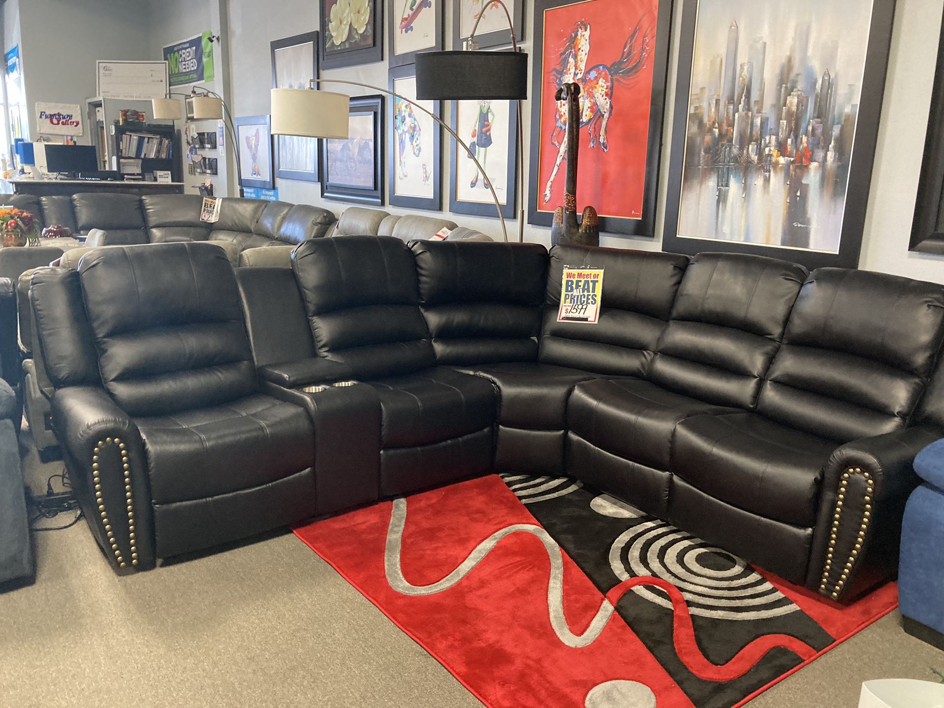 MEMORIAL DAY STARTS NOW💜❗️leather black sectional🖤🔥$1,499