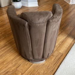 Dark Brown Suede Barrel Chair