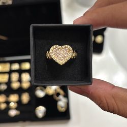 Gold Heart Stone Ring