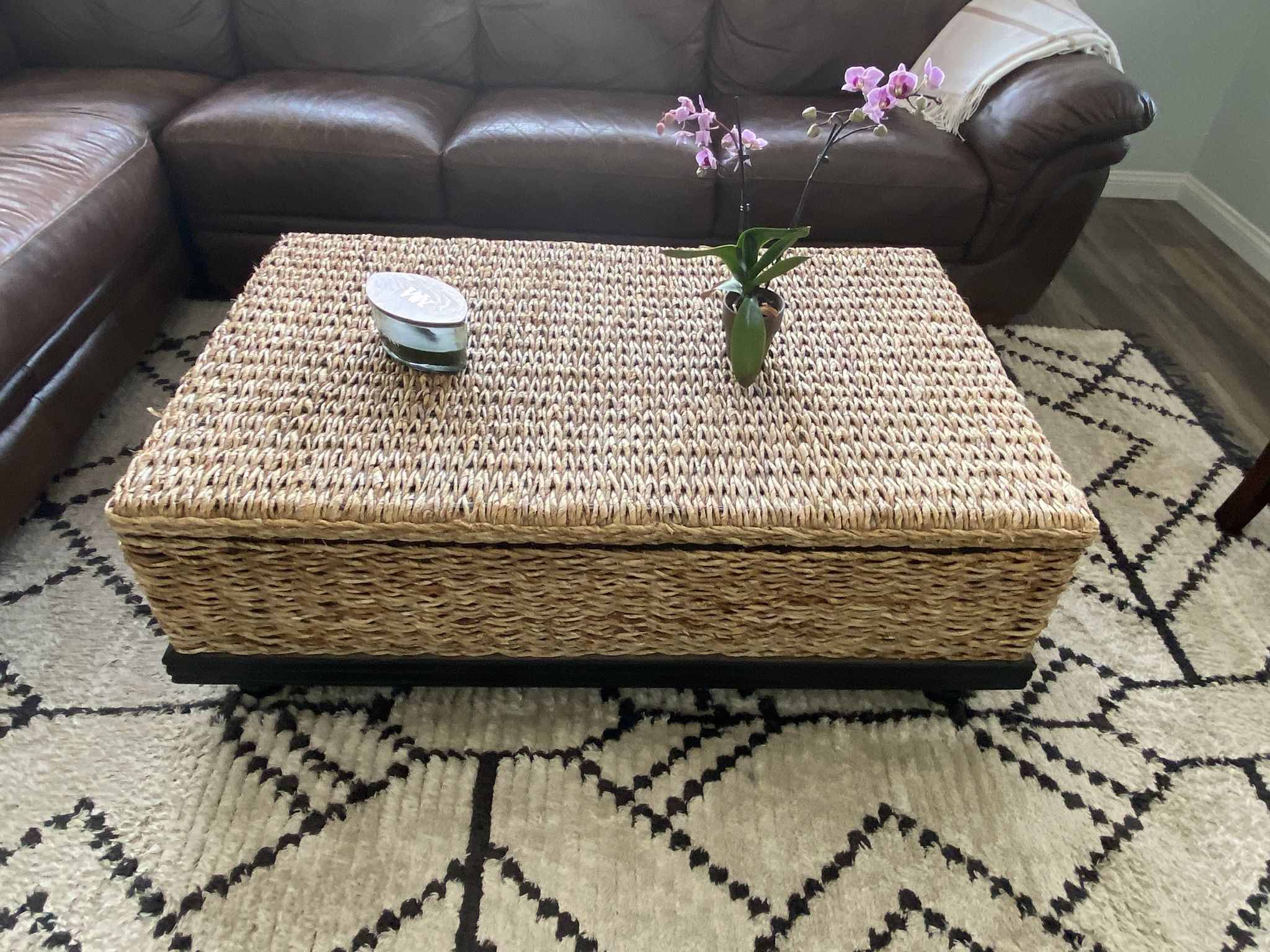 Woven Rattan Coffee Table With Storage