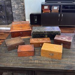 ANTIQUE VINTAGE WOODEN JEWELRY BOXES COLLECTION