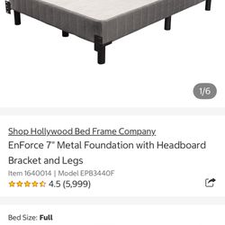 EnForce 7" Metal Foundation with Headboard Bracket and Legs