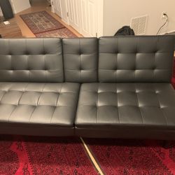 Black Faux Leather Sofa 