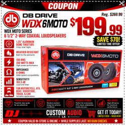DB Drive Competition Loudspeakers vs DS18 Motorcycle ATV SidexSide Truck Car Boat Speakers 6 1/2" 2-Way Coaxial Speaker System 350 Watts WDX6MOTO Weat
