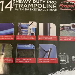 Brand New Trampoline With Basketball Hoop Includes Ball And Pump