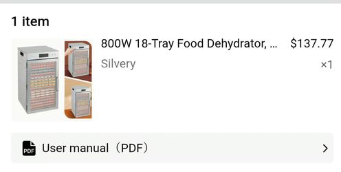 800W 18-Tray Stainless Steel Food Dehydrator, New in Box