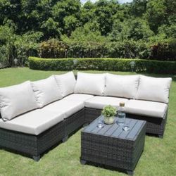 6pcs Wicker Modular Sectional Sofa Set