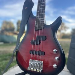 Ibanez SR300FM 4-string electric bass guitar with Hard Case, Strap and Cable.