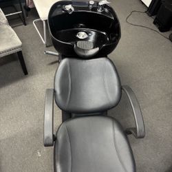 In Box!! Shampoo Chair with ABS Bowl (plastic), gel neck rest, Black, Faux leather, Weight Capacity 450 Ibs, Product weight: 62 Ibs