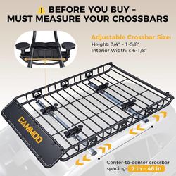 64"x39" Roof Rack Basket Removable Fairing & Support Bars for Kayaks All-in-One Kit Includes 20 Cu.Ft. Waterproof Bag, Cargo Net, 2 Locks, Ratchet Str