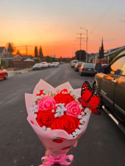 5 Count Pink and Red Eternal Rose Bouquet
