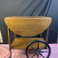 Wood Tea Cart, Glass Tray Top