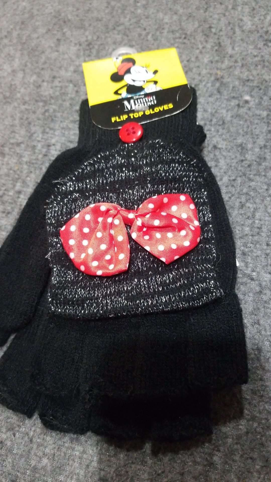 Minnie mouse flip tip gloves one size fits all