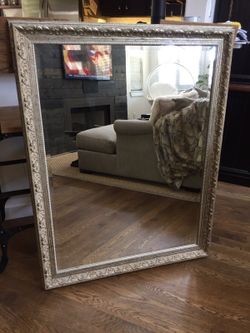 Burnished silver mirror with bevel for sale 36"x45 1/2"