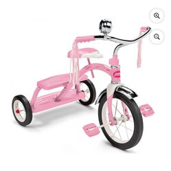 Radio Flyer, Classic Pink Dual Deck Tricycle, 12" Front Wheel, Pink, Kids Ages 2.5 - 5 Years