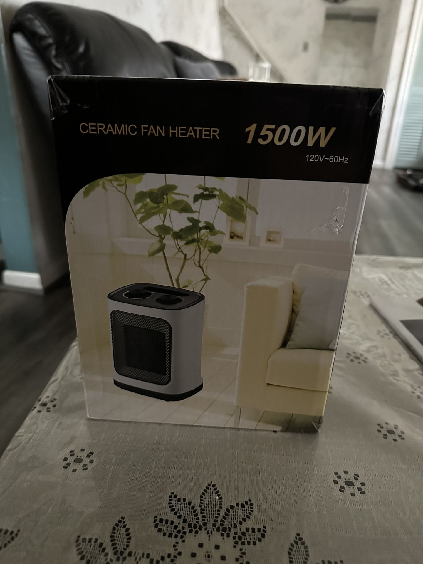 Portable Electric Space Heater, Ceramic Heater Fan with Thermostat, Tip-Over & Overheat Protection