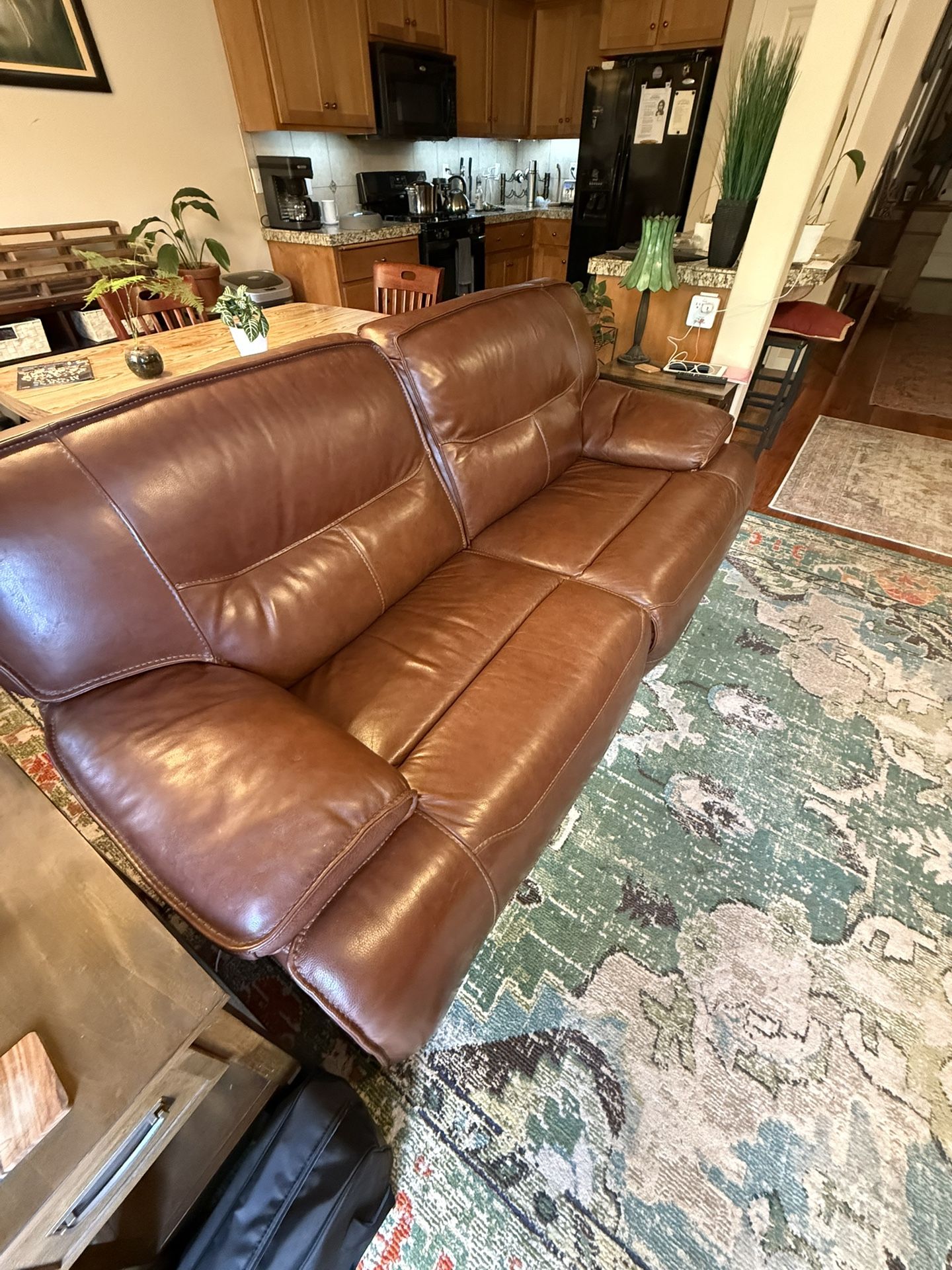 Macy’s REAL leather Reclining Couch or Loveseat hand stitched
