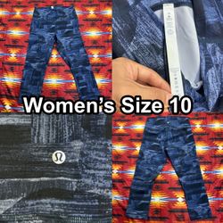 Lululemon Leggings Wunder Under Crop Hi-Rise Multi Midnight Navy Women’s Size 10