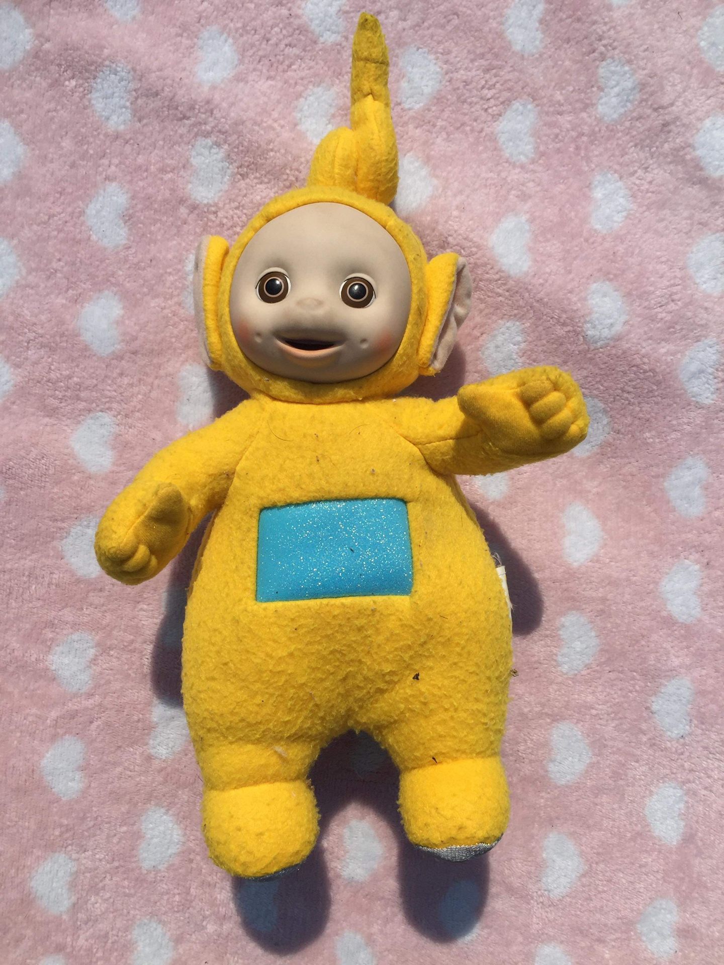 1998 VINTAGE Teletubbies Talking Laa Laa Plush LaLa Yellow Doll Tested Works 15"