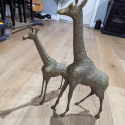 Pair Of MCM 60's Brass Giraffes