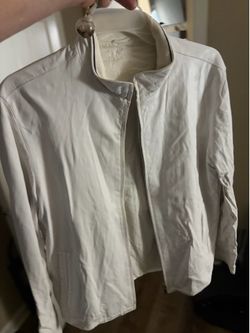 Ermenegildo Zegna white leather jacket for men. Made in Italy. XL