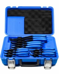 12 Piece Versatile Retaining Snap Ring Pliers set, Heavy Duty Fixed Tip Combination Internal/ External Snap-ring Pliers for 0.038in 0.047in 0.070in O.