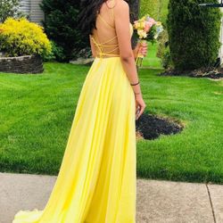Selling Cherry Hill Dress, only worn once. Color is bright yellow $300. Size 4