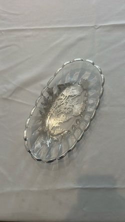 Vintage Glass /Silver Oval Dish