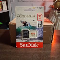 SanDisk Brand New Extreme Plus Microsdhc UHS-I Card With Adapter 32 Gb 100 Speed Sealed 