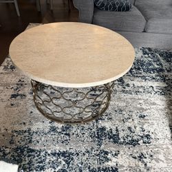 Round Travertine coffee table