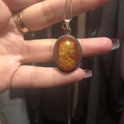 Sterling Amber Cameo