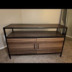 Entertainment Center Brown Wood With Black Accents