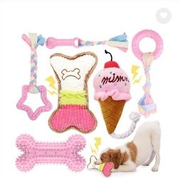 6-Pack Pink Teething Toys for All Small Dogs – Plush, Rope & Rubber (New, $6)