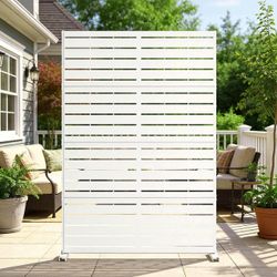 Metal Privacy Screen, 71" H X 45.7" W Freestanding Rustproof Steel Privacy Panels